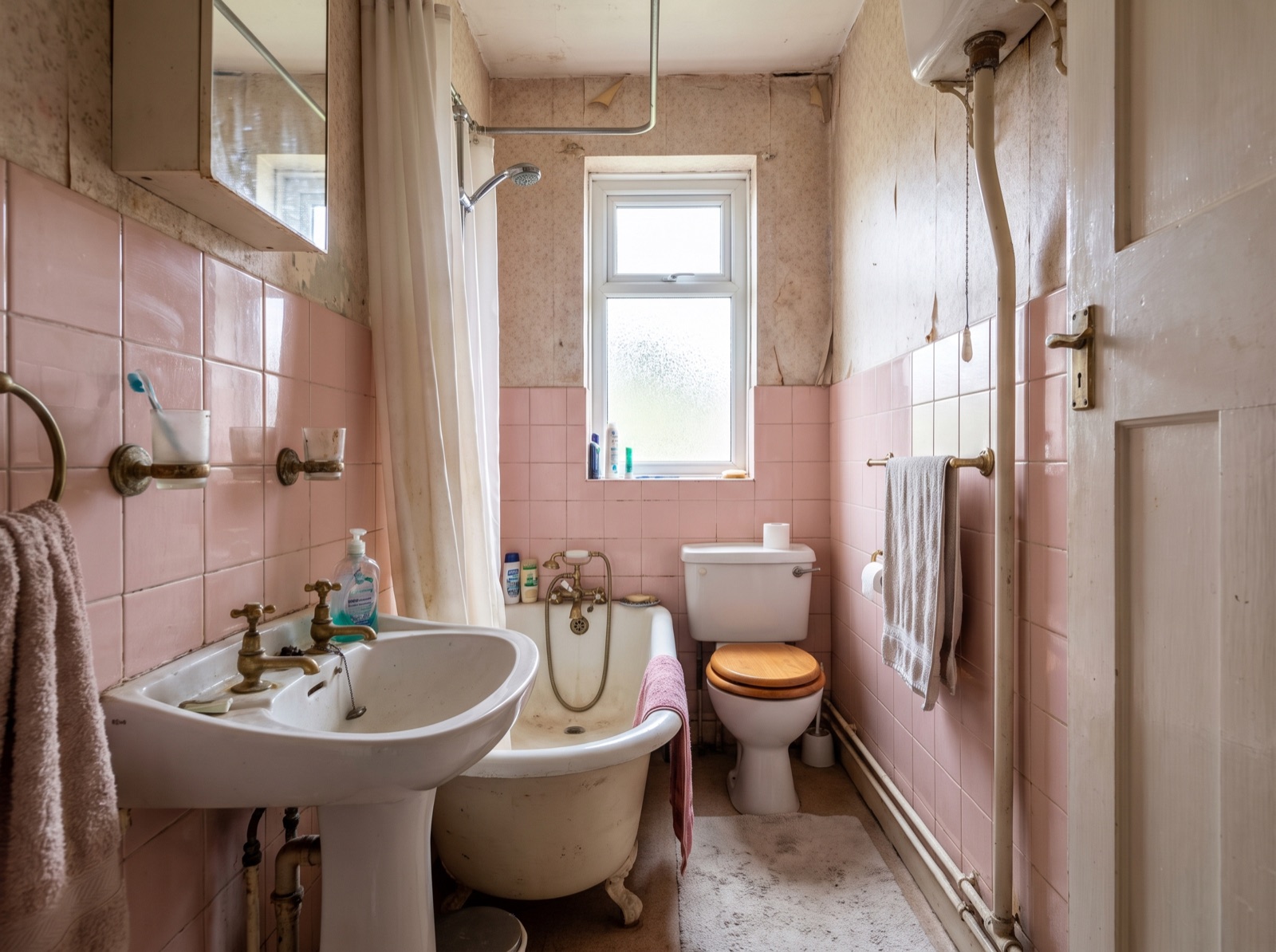 Badezimmer vor der Sanierung, beengter Grundriss